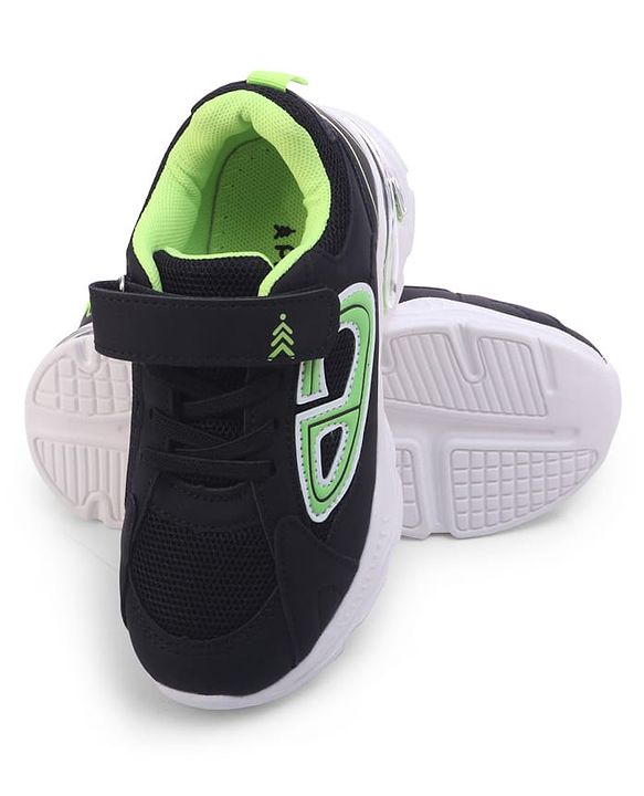 Pine Kids Velcro Closure Sneaker Shoes with Applique - Black