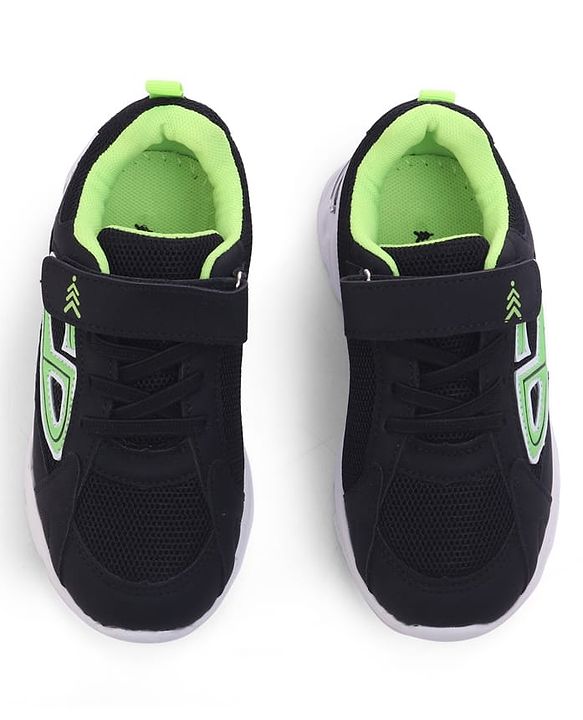 Pine Kids Velcro Closure Sneaker Shoes with Applique - Black