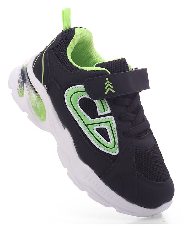 Pine Kids Velcro Closure Sneaker Shoes with Applique - Black