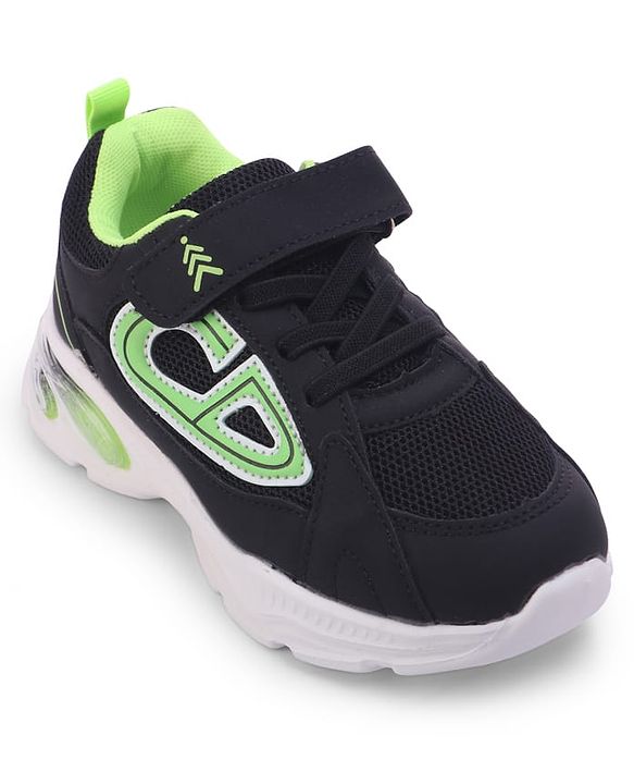 Pine Kids Velcro Closure Sneaker Shoes with Applique - Black