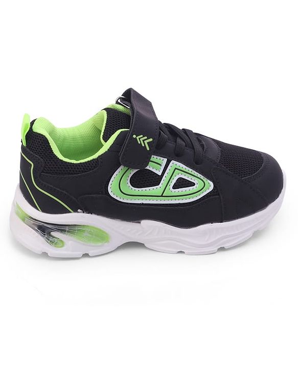 Pine Kids Velcro Closure Sneaker Shoes with Applique - Black