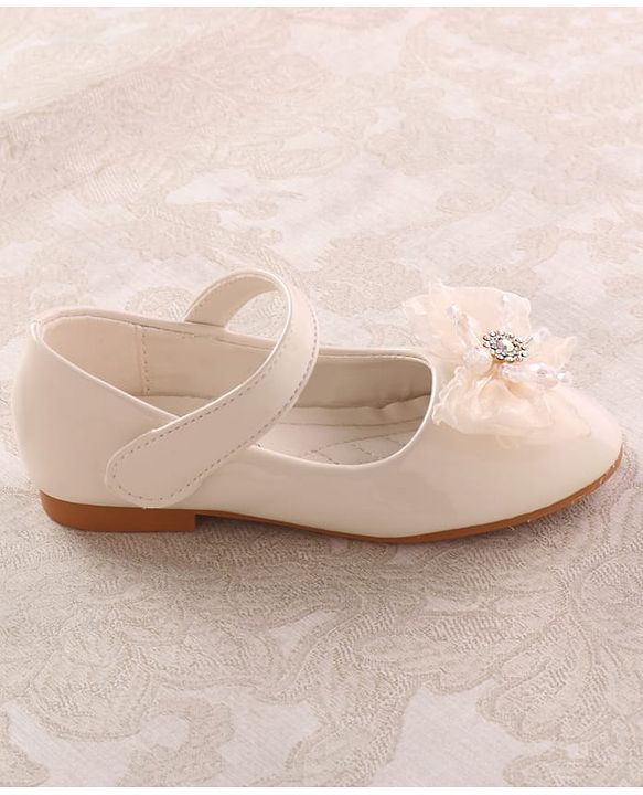 Cute Walk by Babyhug Velcro Closure Ballerina with Bow Applique - Beige