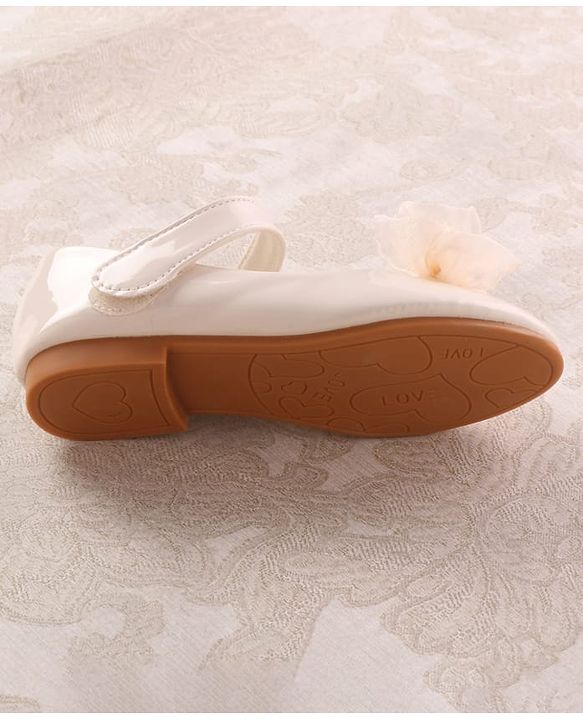 Cute Walk by Babyhug Velcro Closure Ballerina with Bow Applique - Beige
