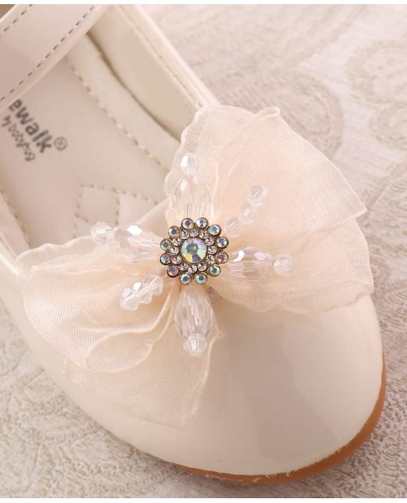 Cute Walk by Babyhug Velcro Closure Ballerina with Bow Applique - Beige