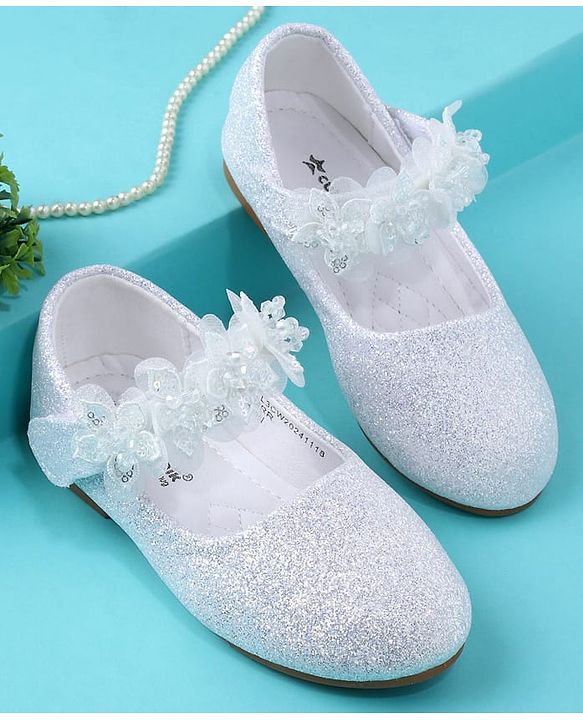 Cute Walk by Babyhug Ballerina with Corsage Applique & Glitter - White