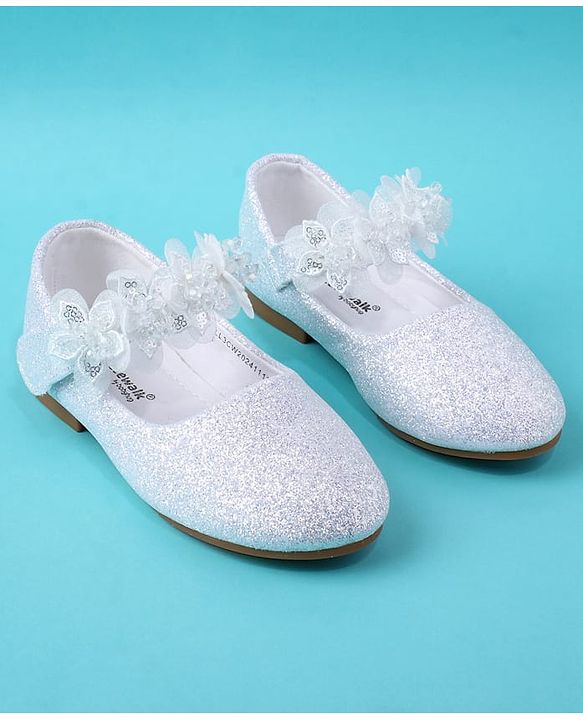 Cute Walk by Babyhug Ballerina with Corsage Applique & Glitter - White