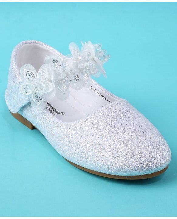 Cute Walk by Babyhug Ballerina with Corsage Applique & Glitter - White