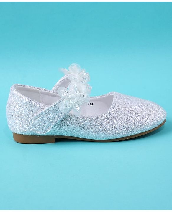Cute Walk by Babyhug Ballerina with Corsage Applique & Glitter - White