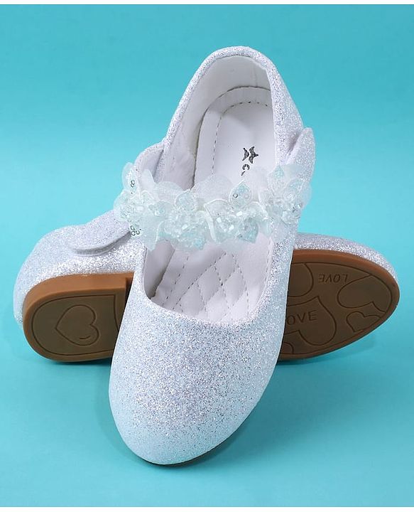 Cute Walk by Babyhug Ballerina with Corsage Applique & Glitter - White