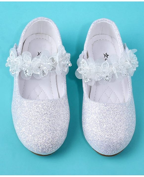 Cute Walk by Babyhug Ballerina with Corsage Applique & Glitter - White