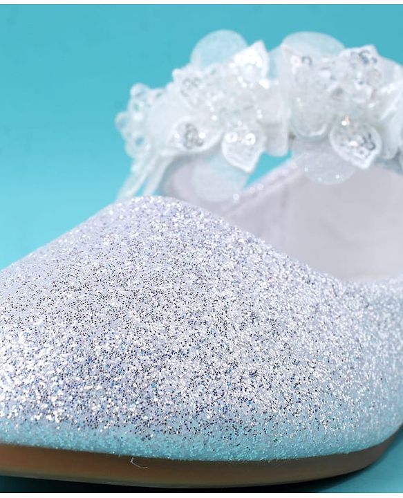 Cute Walk by Babyhug Ballerina with Corsage Applique & Glitter - White