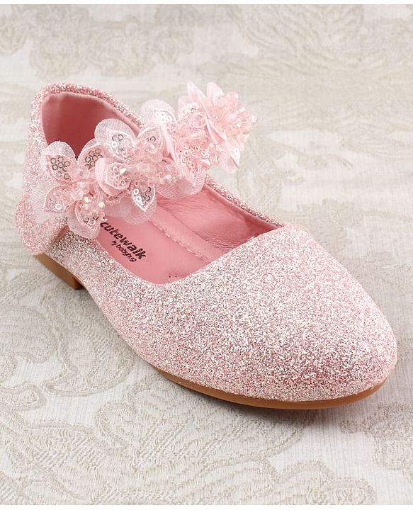 Cute Walk by Babyhug Ballerina with Corsage Applique & Glitter - Pink