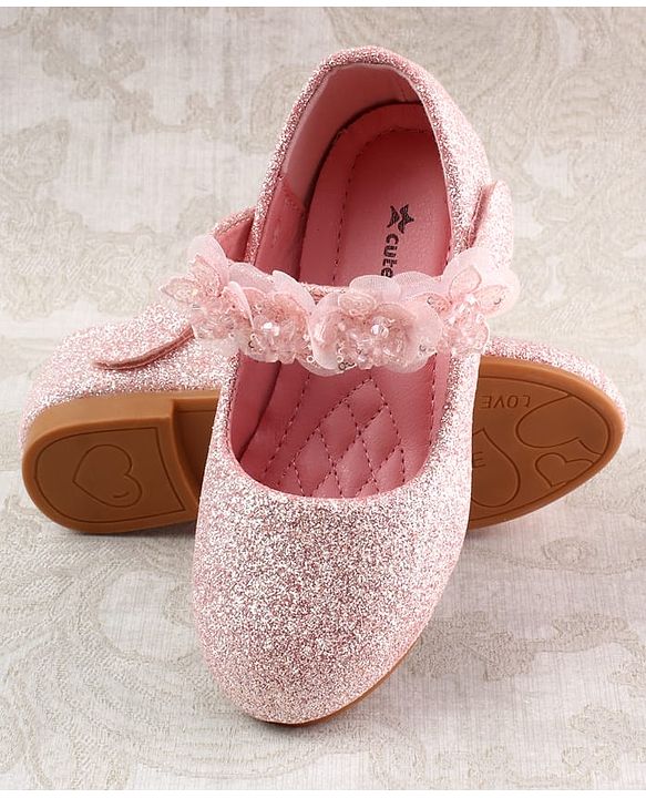 Cute Walk by Babyhug Ballerina with Corsage Applique & Glitter - Pink