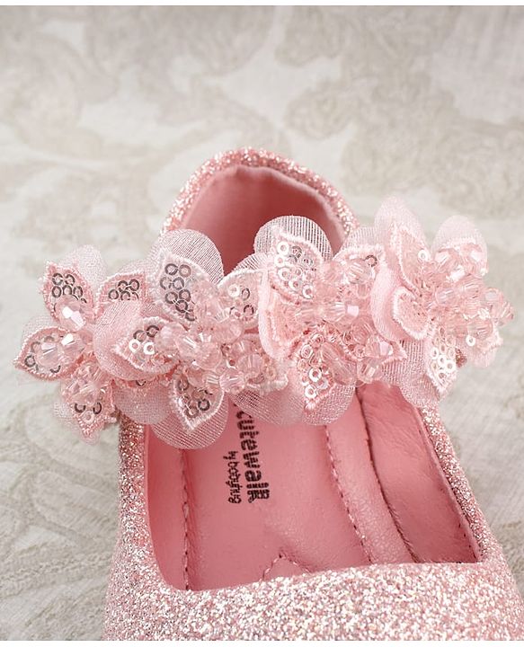 Cute Walk by Babyhug Ballerina with Corsage Applique & Glitter - Pink