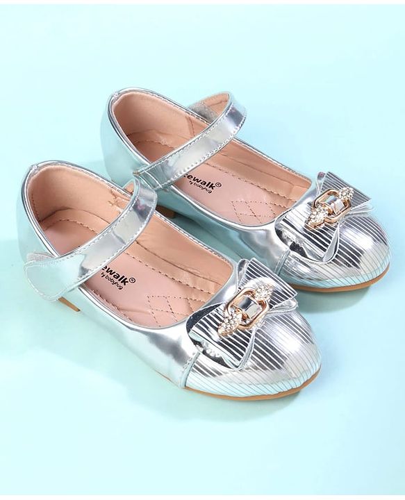 Cute Walk by Babyhug Velcro Closure Closed Toe Ballerina with Bow Applique - Golden