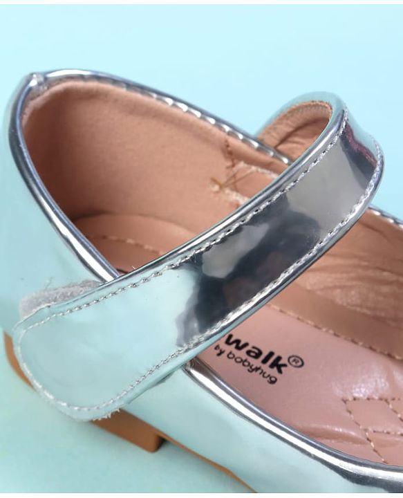 Cute Walk by Babyhug Velcro Closure Closed Toe Ballerina with Bow Applique - Golden