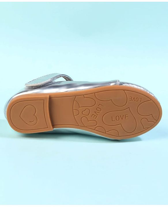 Cute Walk by Babyhug Velcro Closure Closed Toe Ballerina with Bow Applique - Golden