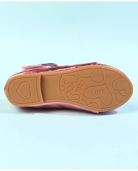Cute Walk by Babyhug Velcro Closure Closed Toe Ballerina with Bow Applique - Golden