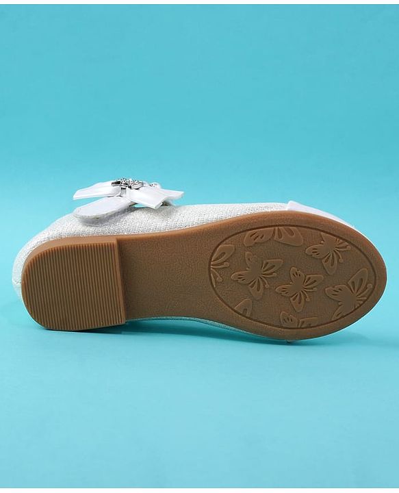 Cute Walk by Babyhug Velcro Closure Ballerina With Pearl Design - White