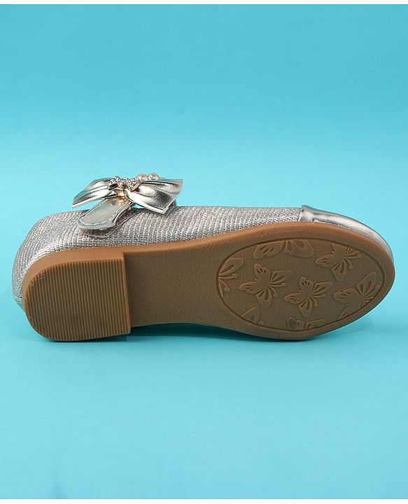 Cute Walk by Babyhug Velcro Closure Ballerina With Pearl Design - White