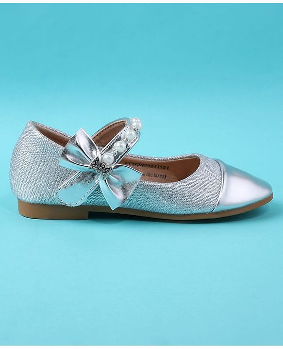 Cute Walk by Babyhug Velcro Closure Ballerina With Pearl Design - White