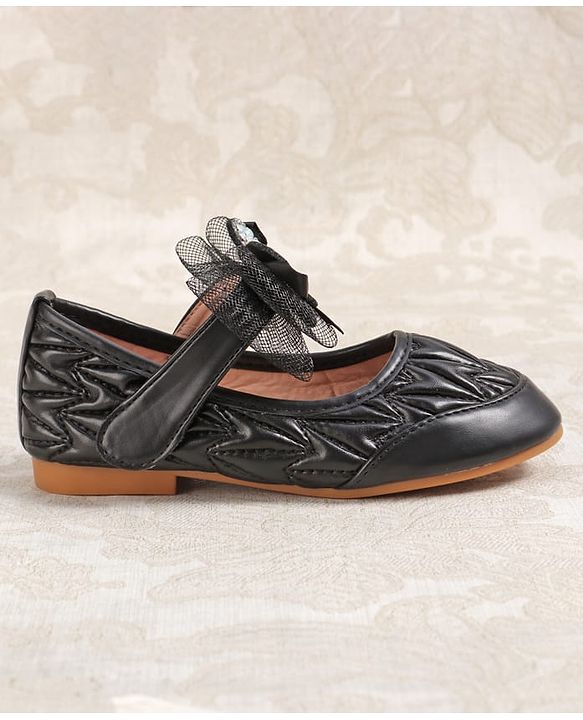 Cute Walk by Babyhug Velcro Closure Ballerina with Bow Applique - Black