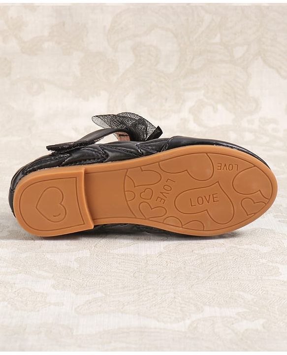 Cute Walk by Babyhug Velcro Closure Ballerina with Bow Applique - Black