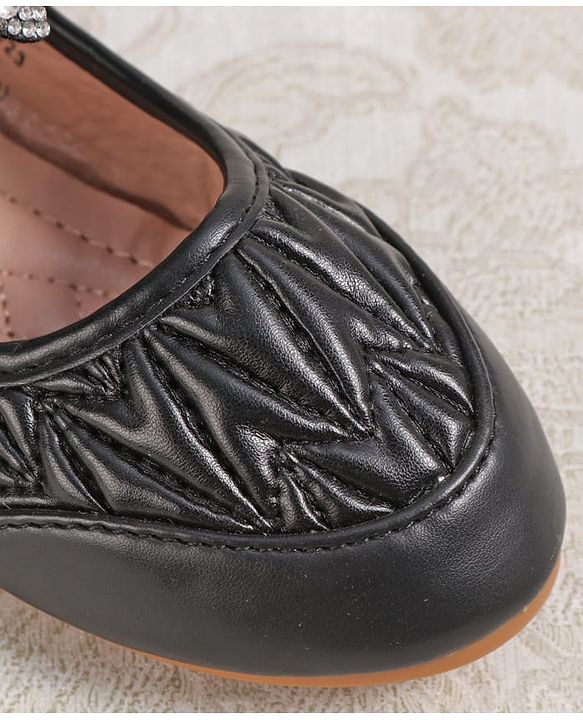 Cute Walk by Babyhug Velcro Closure Ballerina with Bow Applique - Black