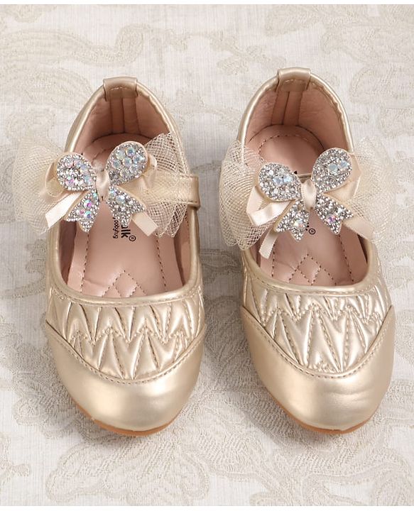 Cute Walk by Babyhug Velcro Closure Ballerina with Bow Applique - Black