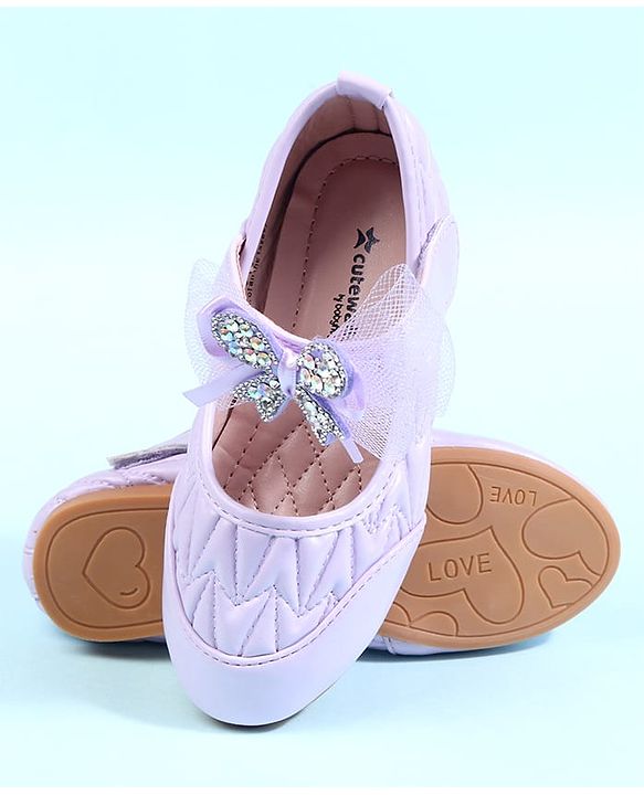 Cute Walk by Babyhug Velcro Closure Ballerina with Bow Applique - Black