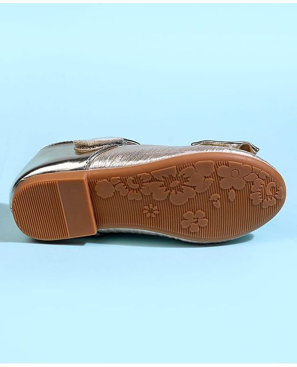 Cute Walk by Babyhug Velcro Closure Ballerina With Bow Applique - Golden
