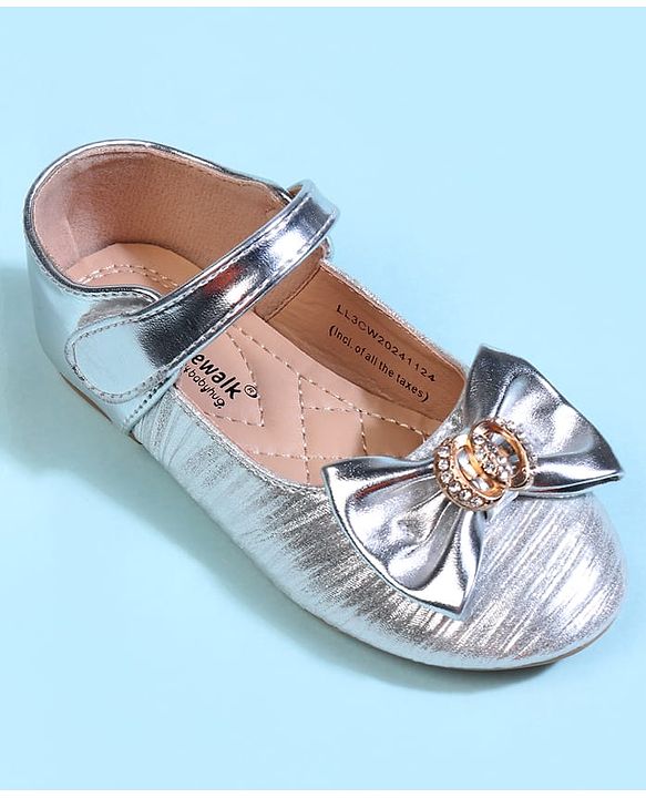 Cute Walk by Babyhug Velcro Closure Ballerina With Bow Applique - Golden