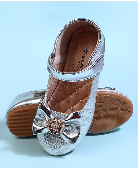 Cute Walk by Babyhug Velcro Closure Ballerina With Bow Applique - Golden