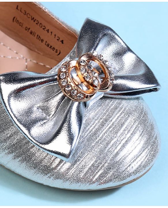 Cute Walk by Babyhug Velcro Closure Ballerina With Bow Applique - Golden