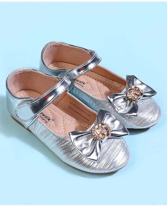 Cute Walk by Babyhug Velcro Closure Ballerina With Bow Applique - Golden