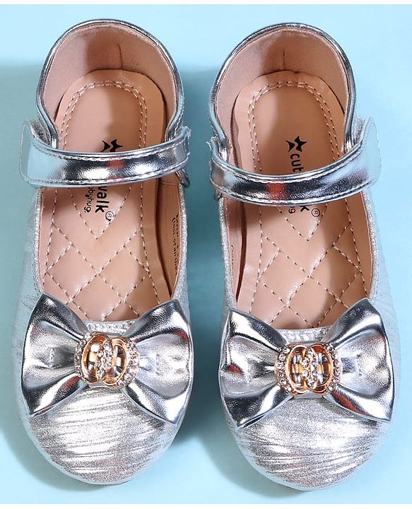 Cute Walk by Babyhug Velcro Closure Ballerina With Bow Applique - Golden