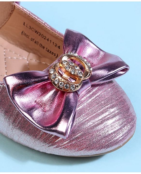 Cute Walk by Babyhug Velcro Closure Ballerina With Bow Applique - Golden