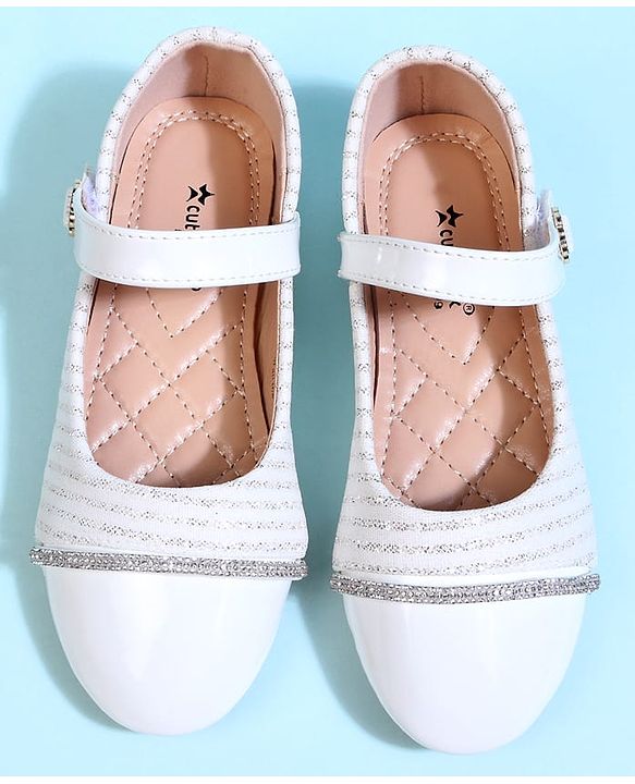 Cute Walk by Babyhug Solid Colour Ballerina With Velcro Closure - White