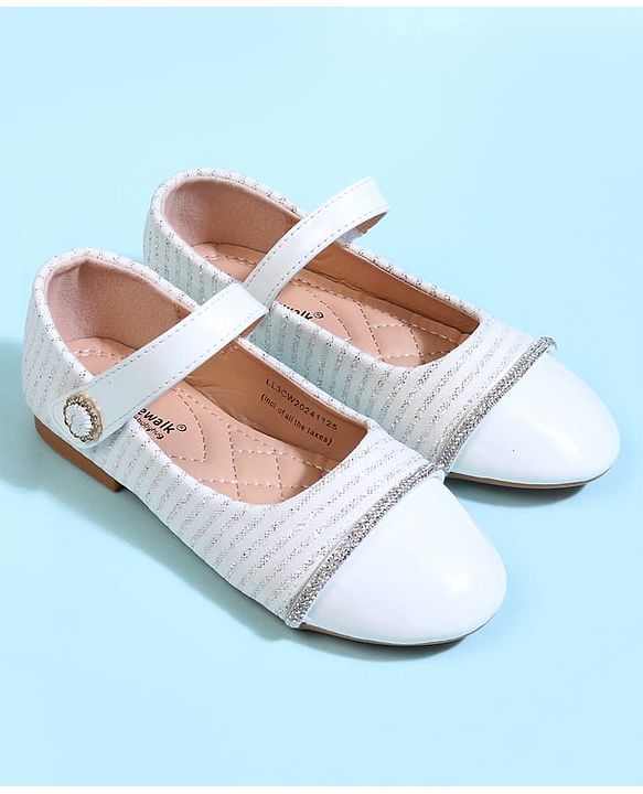 Cute Walk by Babyhug Solid Colour Ballerina With Velcro Closure - White