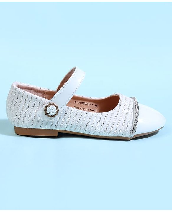 Cute Walk by Babyhug Solid Colour Ballerina With Velcro Closure - White