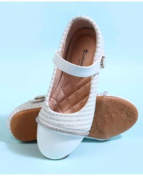 Cute Walk by Babyhug Solid Colour Ballerina With Velcro Closure - White