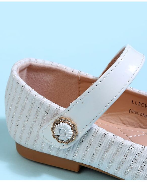Cute Walk by Babyhug Solid Colour Ballerina With Velcro Closure - White