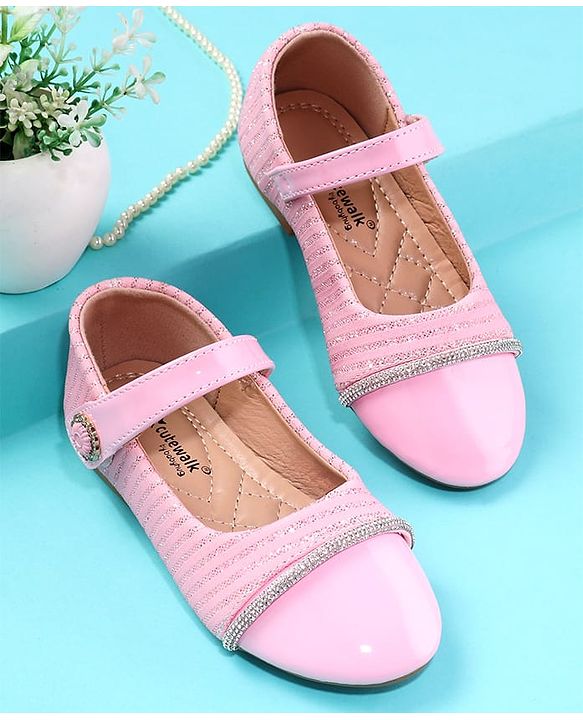 Cute Walk by Babyhug Solid Colour Ballerina With Velcro Closure - Pink