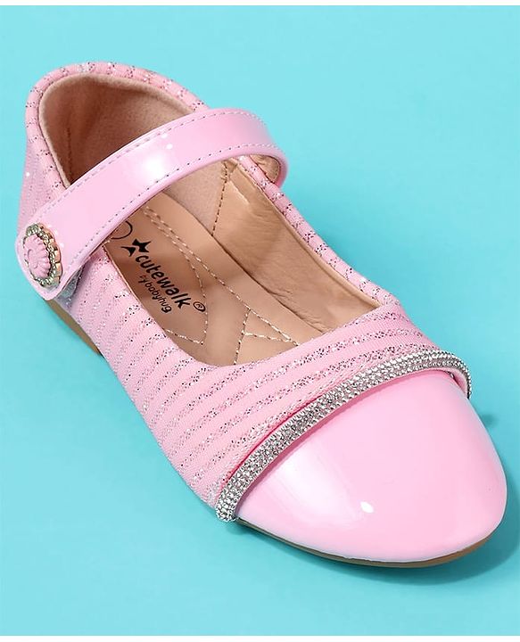 Cute Walk by Babyhug Solid Colour Ballerina With Velcro Closure - Pink
