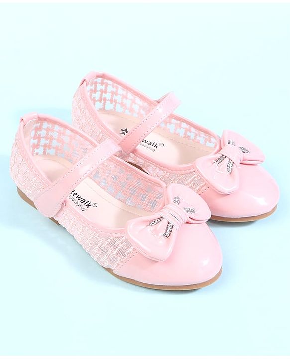 Cute Walk by Babyhug Velcro Closure Ballerina With Bow Applique - Pink