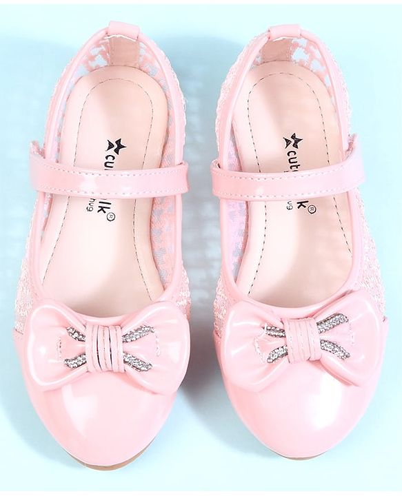 Cute Walk by Babyhug Velcro Closure Ballerina With Bow Applique - Pink