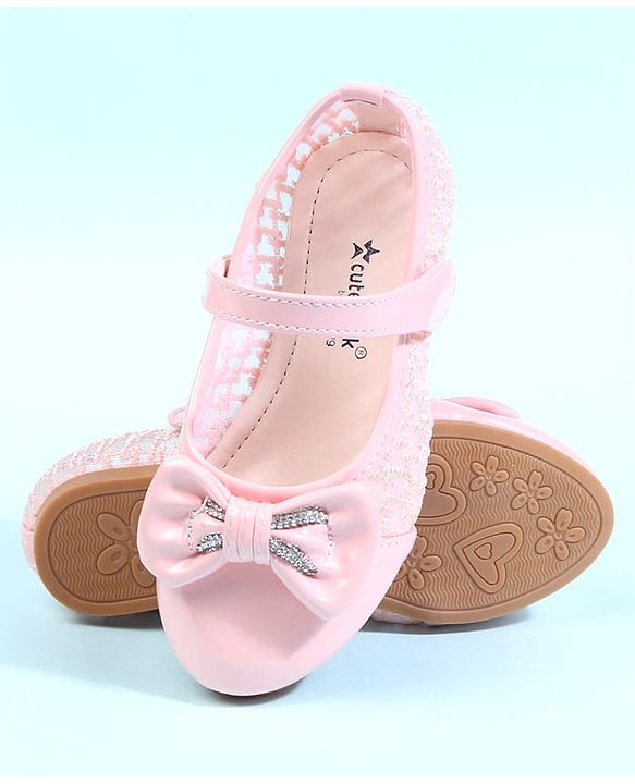 Cute Walk by Babyhug Velcro Closure Ballerina With Bow Applique - Pink