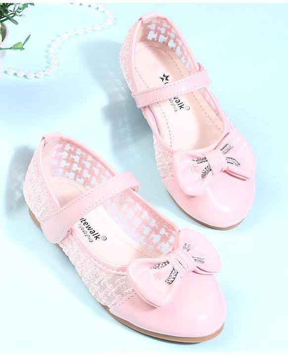 Cute Walk by Babyhug Velcro Closure Ballerina With Bow Applique - Pink
