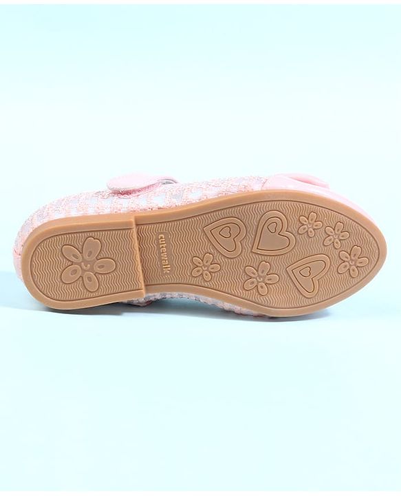 Cute Walk by Babyhug Velcro Closure Ballerina With Bow Applique - Pink