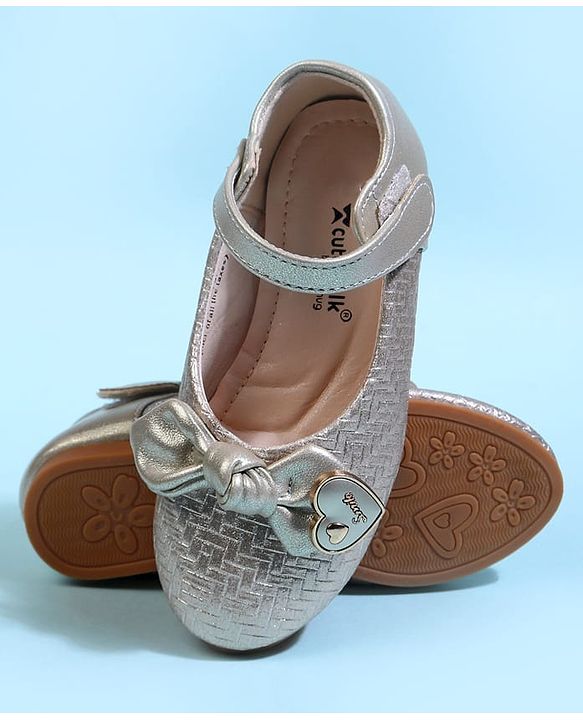 Cute Walk by Babyhug Velcro Closure Ballerina With Bow Applique - Golden